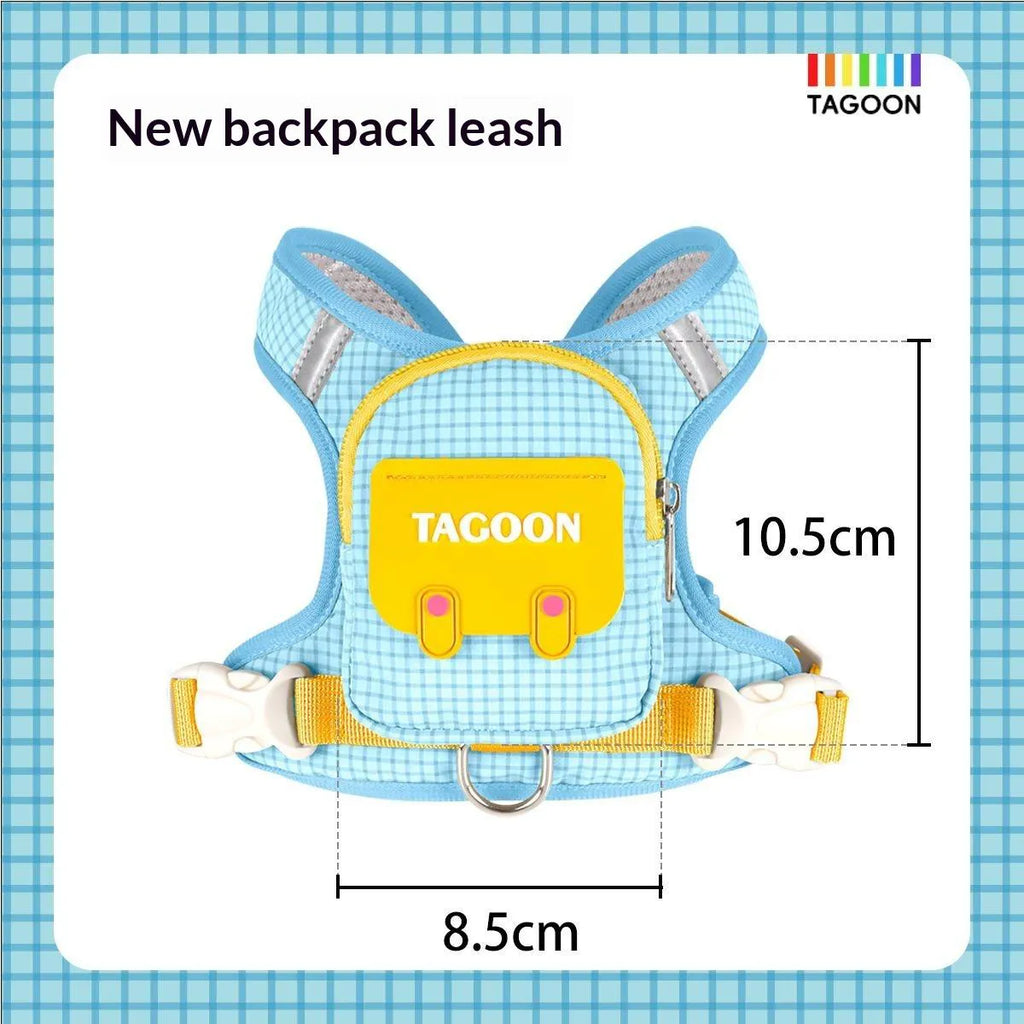 Cute Pet Self Backpack Harness Breathable Mesh Adjustable Walking Vest With Storage Bag Leash Attachment For Small Dogs Puppies Outdoor Travel Walking