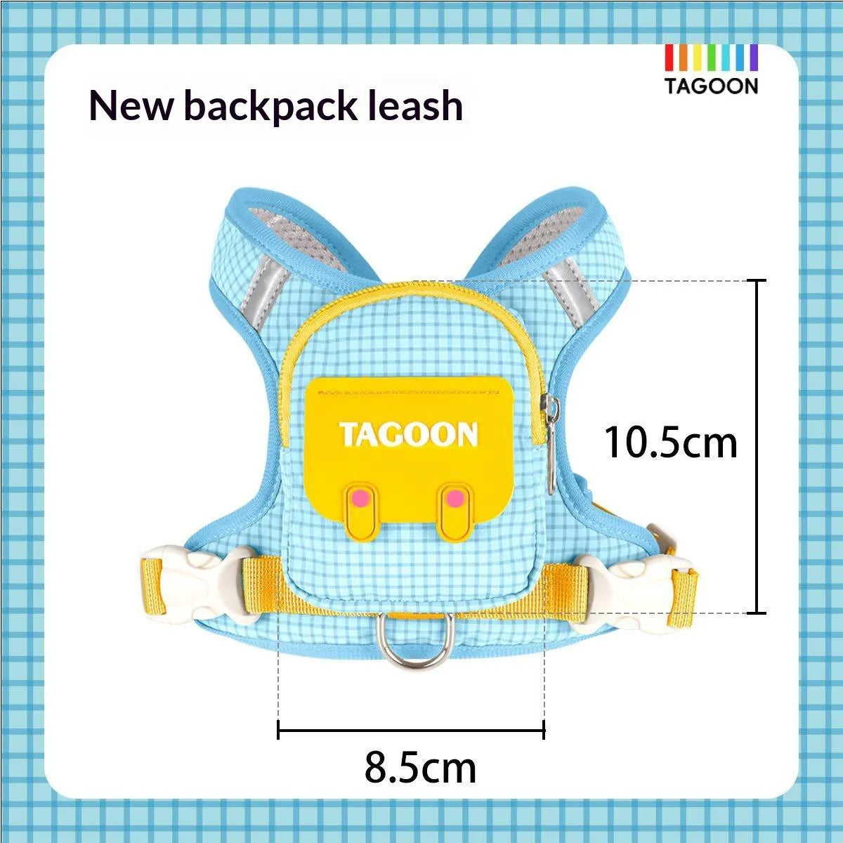 Cute Pet Self Backpack Harness Breathable Mesh Adjustable Walking Vest With Storage Bag Leash Attachment For Small Dogs Puppies Outdoor Travel Walking
