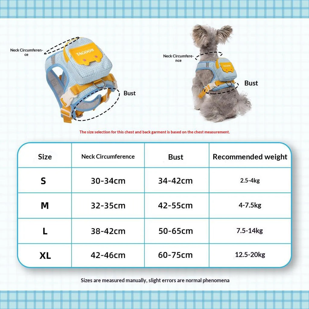 Cute Pet Self Backpack Harness Breathable Mesh Adjustable Walking Vest With Storage Bag Leash Attachment For Small Dogs Puppies Outdoor Travel Walking