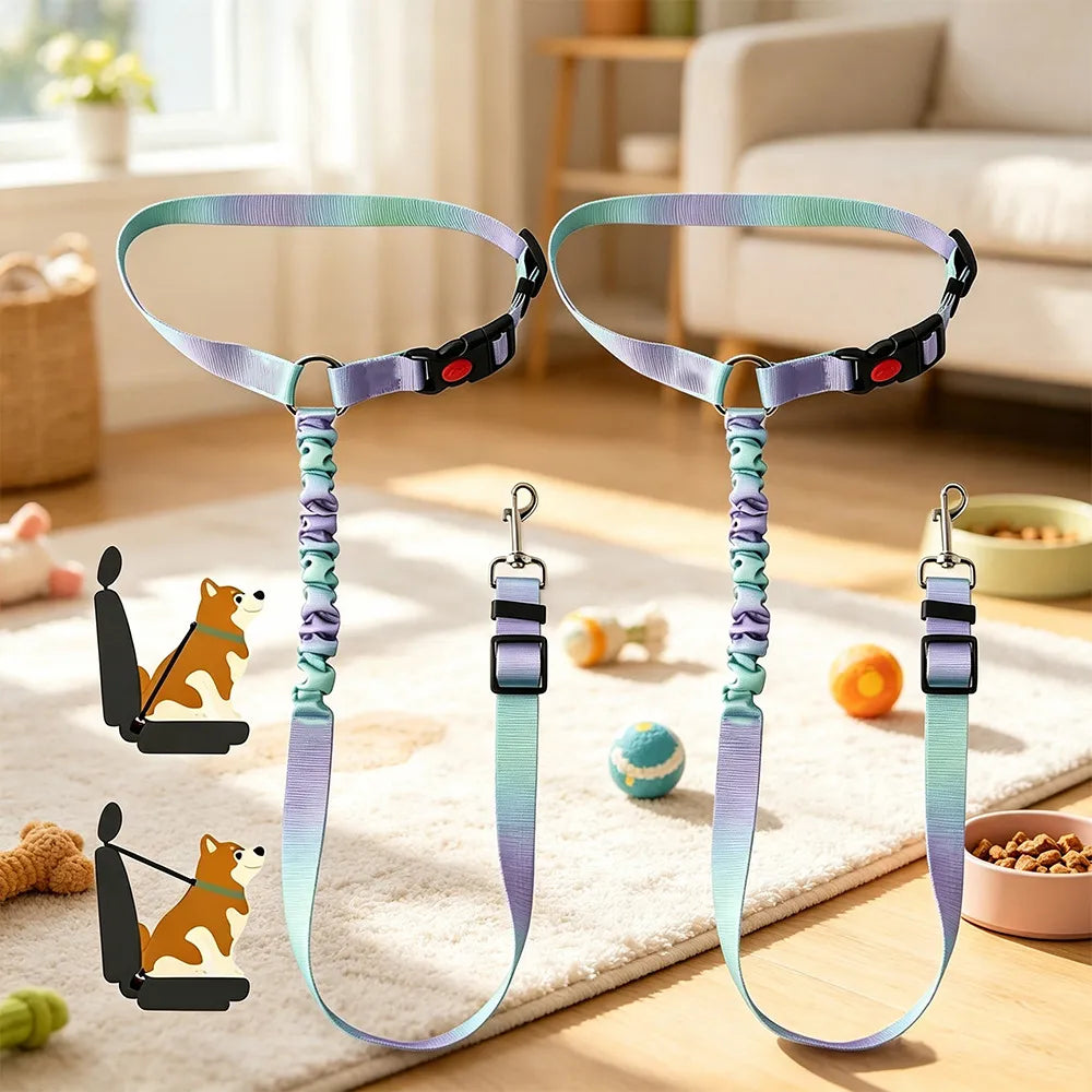 Pet Safety Belt for Car – Shock-Absorbing, Tangle-Free Dog Harness with Strong Metal Hook | Travel Safe for Dogs & Cats