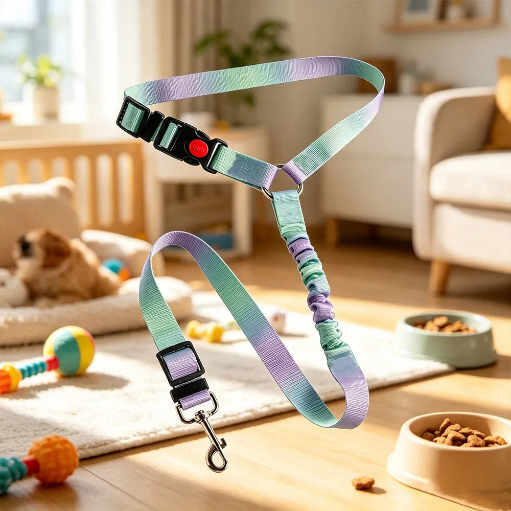 Pet Safety Belt for Car – Shock-Absorbing, Tangle-Free Dog Harness with Strong Metal Hook | Travel Safe for Dogs & Cats