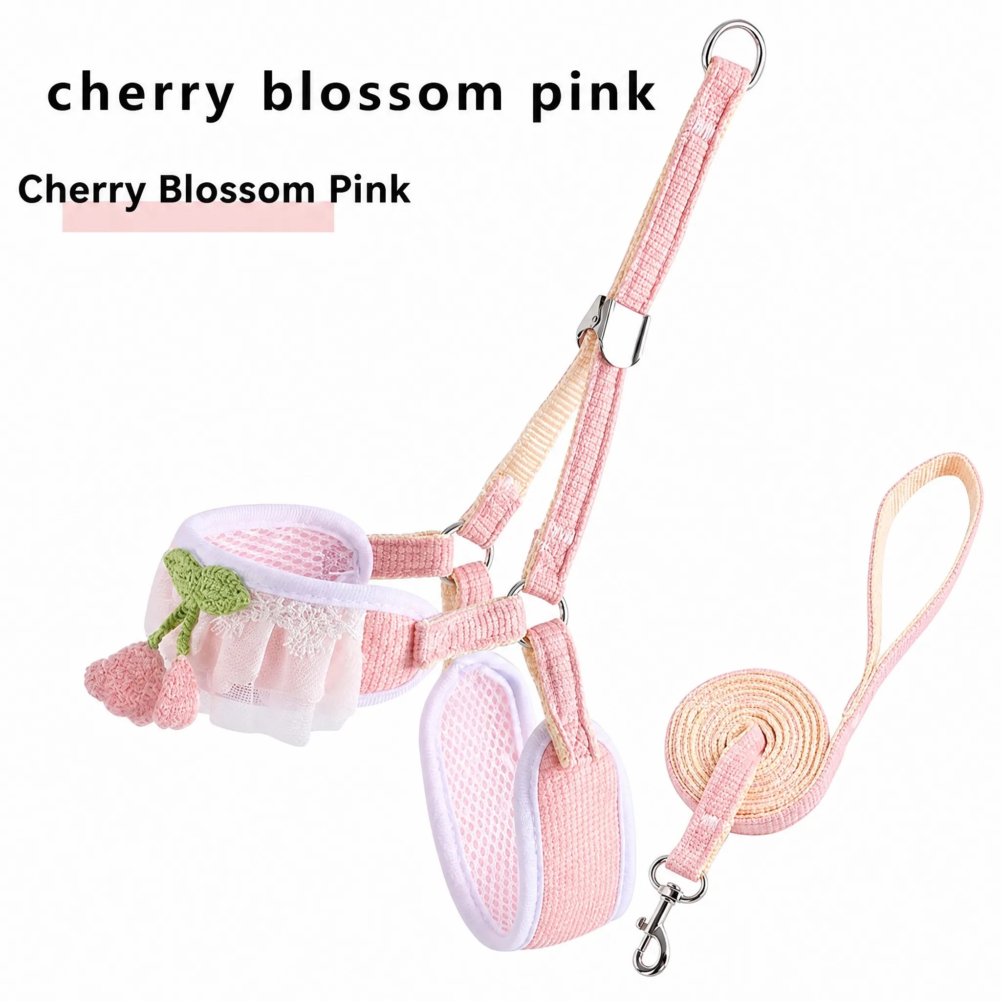 Knit Cherry Cat & Dog Harness with Leash – Anti-Break, Lightweight & Adjustable for Safe Outdoor Walks