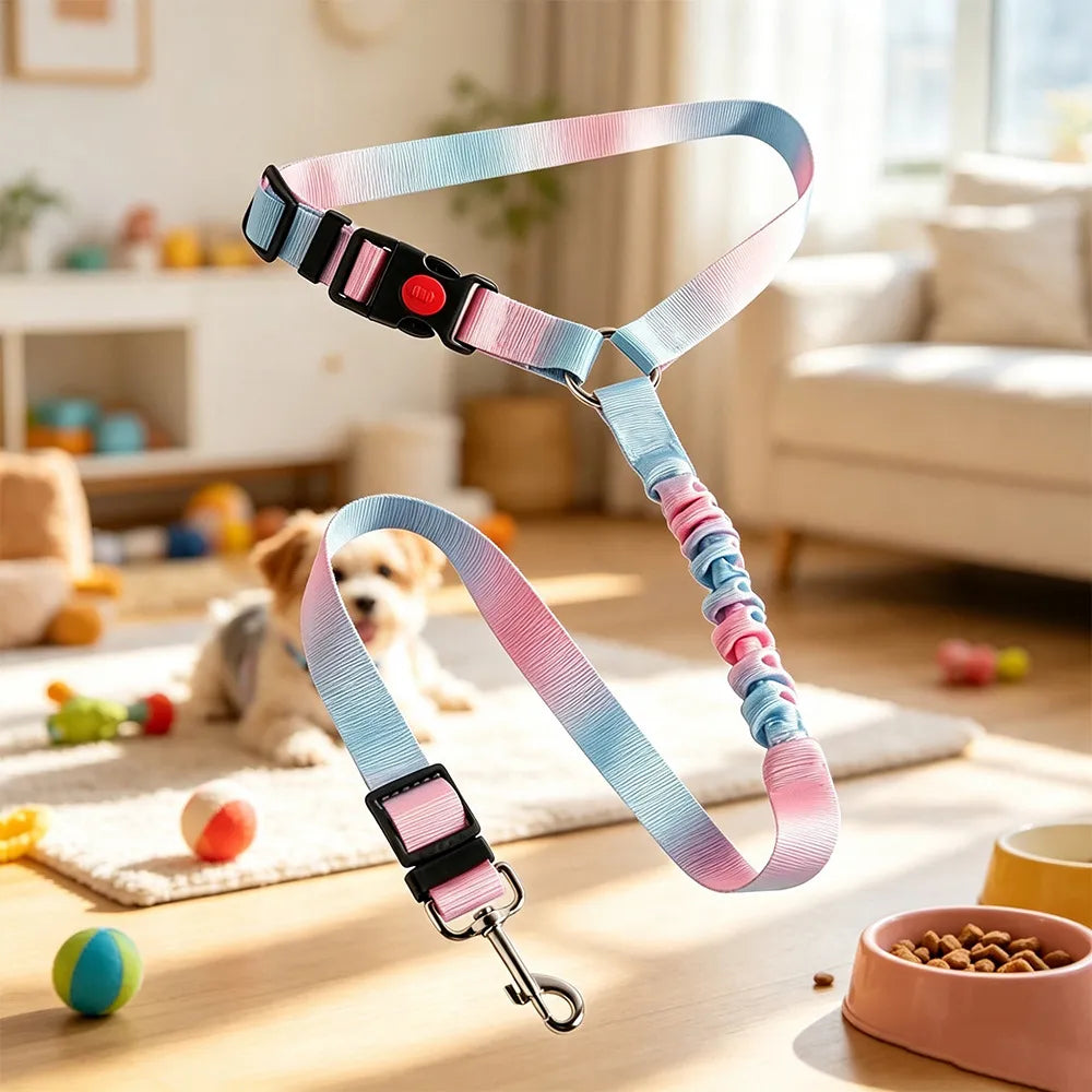 Pet Safety Belt for Car – Shock-Absorbing, Tangle-Free Dog Harness with Strong Metal Hook | Travel Safe for Dogs & Cats