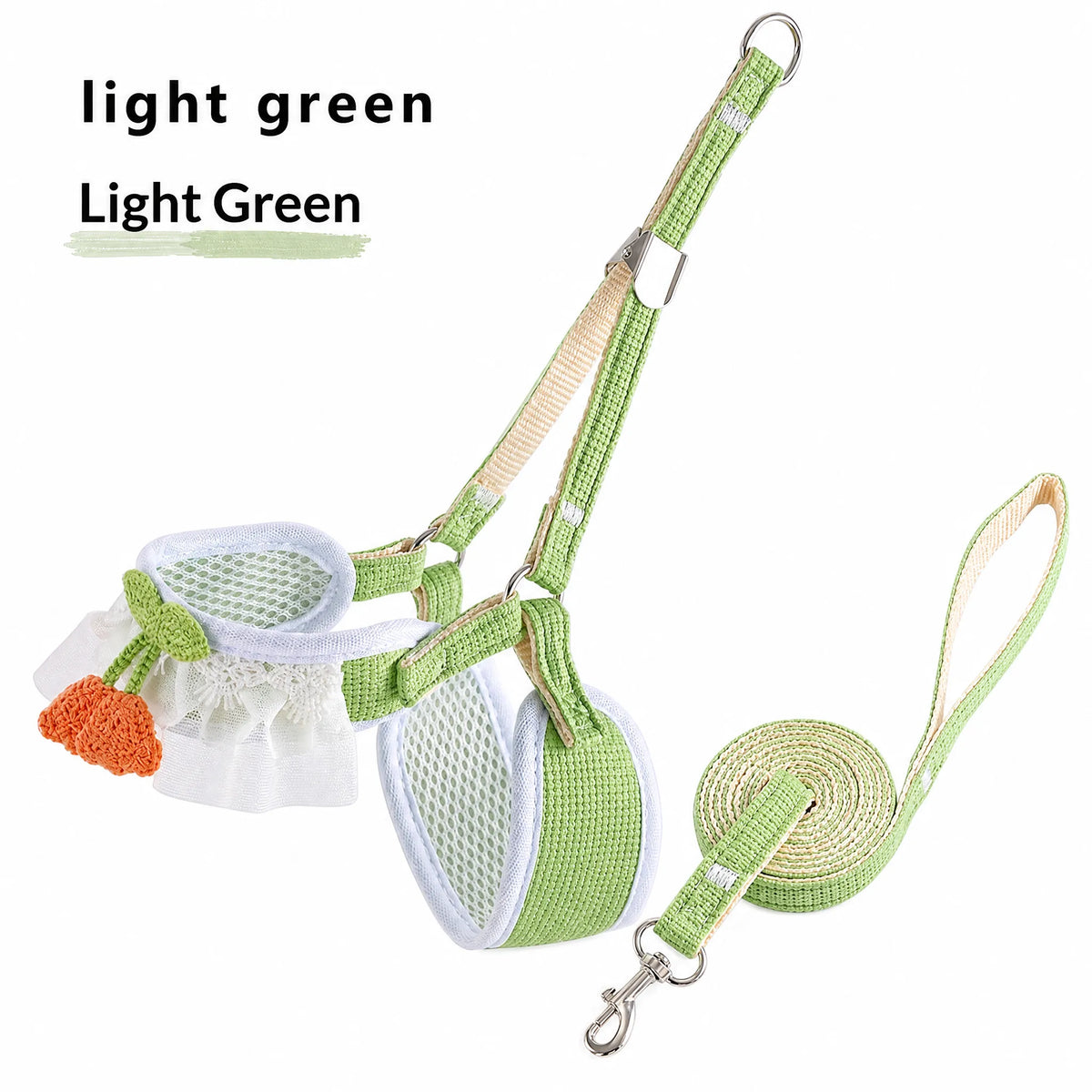 Knit Cherry Cat & Dog Harness with Leash – Anti-Break, Lightweight & Adjustable for Safe Outdoor Walks